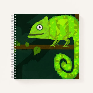 Green cute chameleon notebook