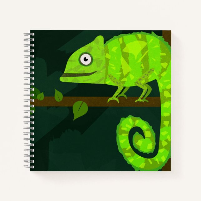 Green cute chameleon notebook (Front)