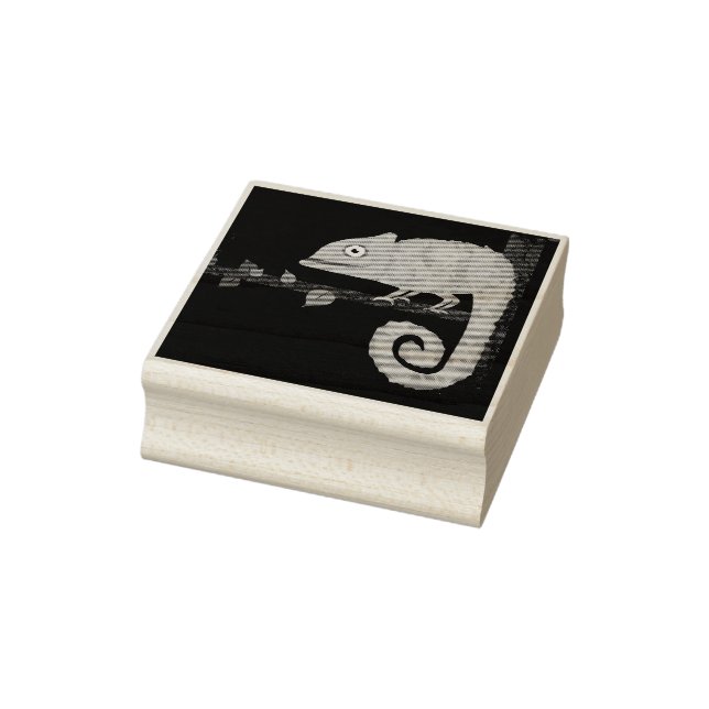 Green cute chameleon rubber stamp (Stamp)