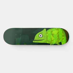 Green cute chameleon skateboard