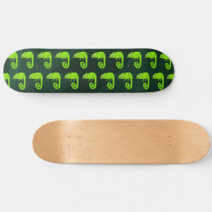Green cute chameleon skateboard