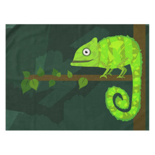Green cute chameleon tablecloth
