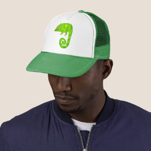 Green cute chameleon trucker hat