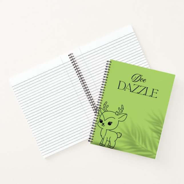 Green Cute Deer Notebook – Doedazzle Brand Logo |  (Inside)