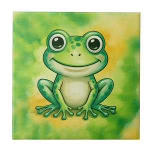 Green cute frog tile