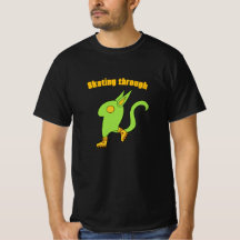 Green cute monster on skates