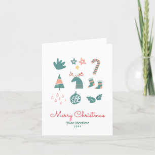 Green Cute Non Photo Simple Christmas Drawings Holiday Card