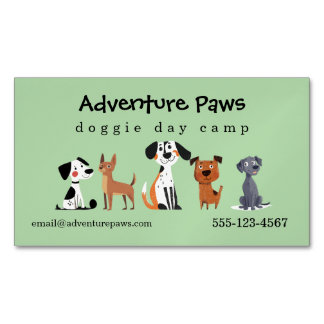 Green Cute Pet Dogs | Animal Services Magnetic Magnetic Business Card