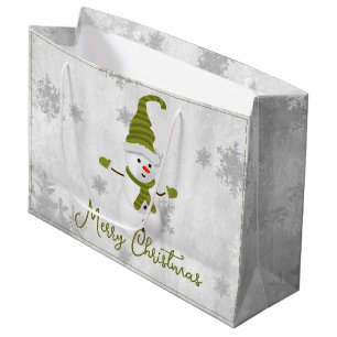 Green Cute Snowman Vacances Sac cadeau