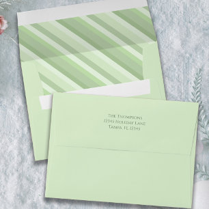 Green Cute Stripes Basic Return Address Envelope