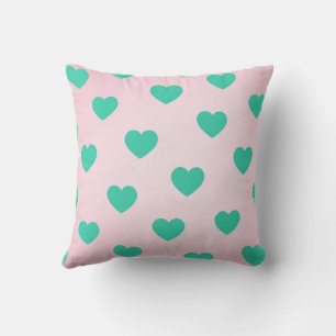 Green Cute Sweet Cozy Modern Romantic Chic Heart  Throw Pillow