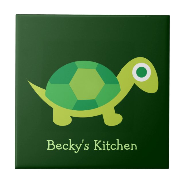 Green Cute Turtle | Trivet Tile (Front)