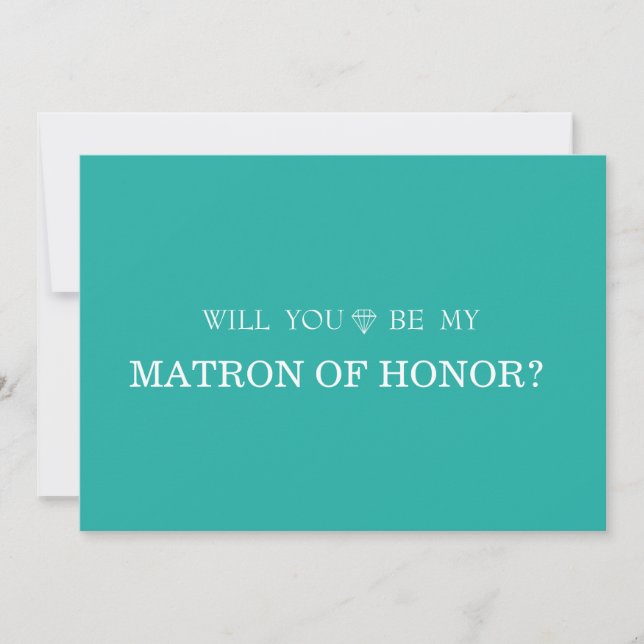 Green Cute Will You Be My Matron Of Honour Invitation (Front)