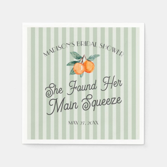 Green Cutie Main Squeeze Citrus Bridal Shower Napkin (Front)