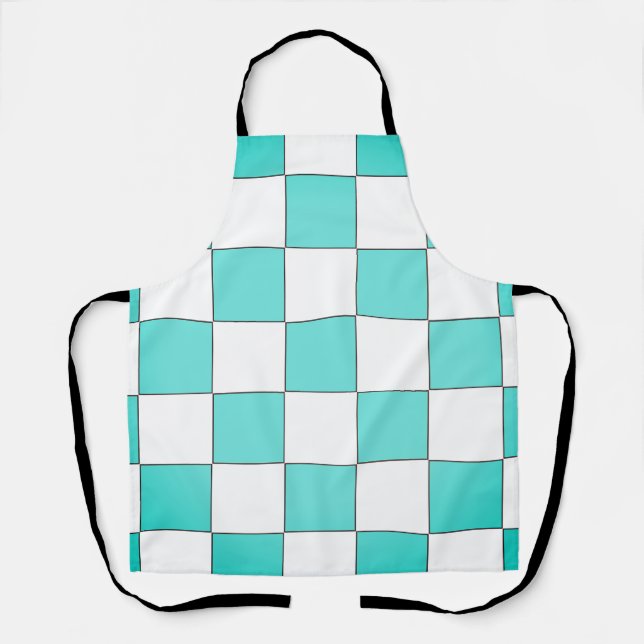 Green Cyan Chessboard  Apron (Front)