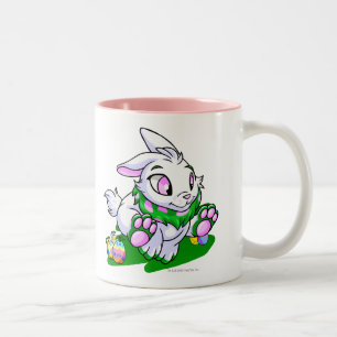 Green Cybunny racing through neggs Two-Tone Coffee Mug