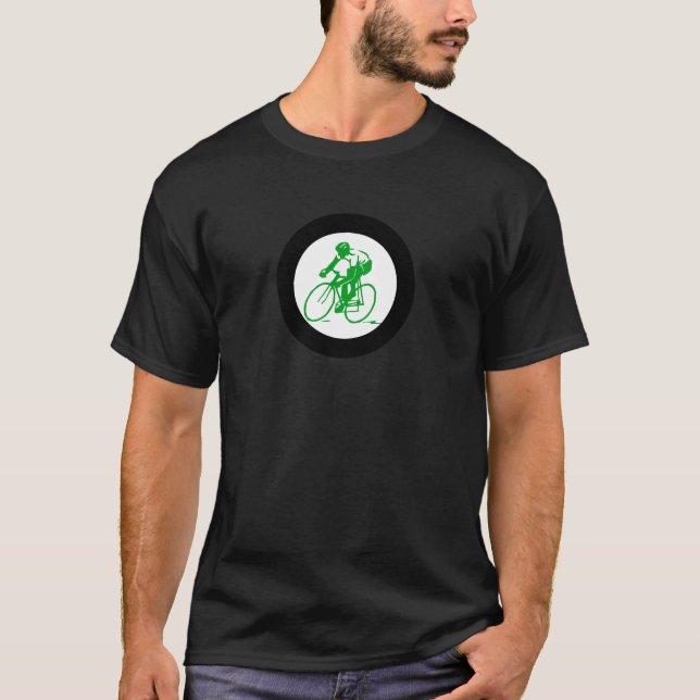 green cyclist  round logo T-Shirt (Front)