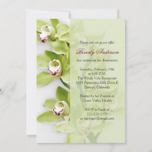 Green Cymbidium Orchid Retirement Invitation