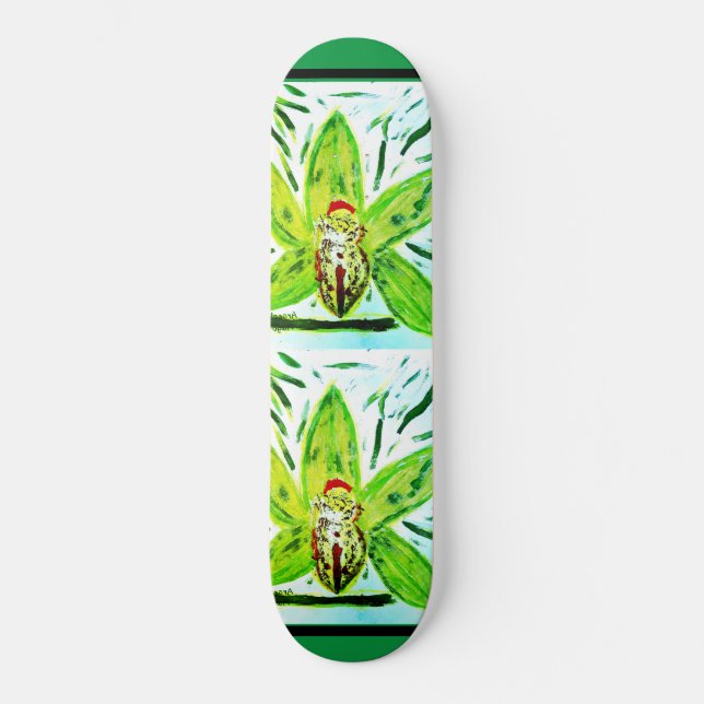 Green Cymbidium Orchid Skateboard (Front)