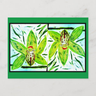 Green Cymbidium Orchids Postcard