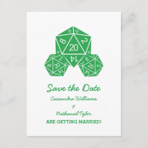 Green D20 Dice Enregistrer la carte postale Date
