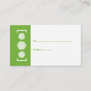 Green D20 Dice Gamer Wedding Place Card