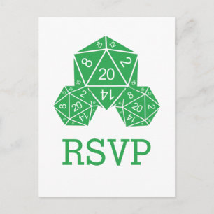 Green D20 Dice Response Postcard