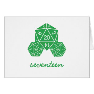 Green D20 Dice Table Number Card