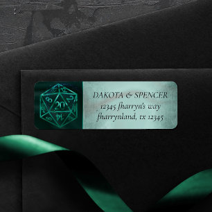 Green D20 Fantasy Tabletop Dice Address