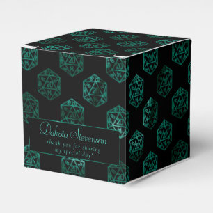 Green D20 Pattern Fantasy Tabletop RPG Thank You Favor Box