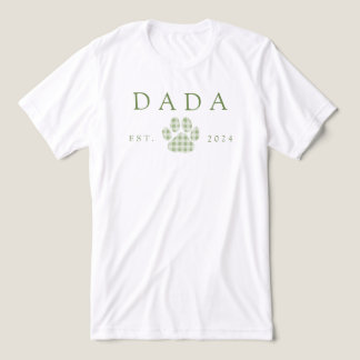 Green Dada Gingham Puppy Paw Print Birthday Tri-Blend Shirt