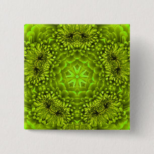 GREEN DAHLIA 2 INCH SQUARE BUTTON