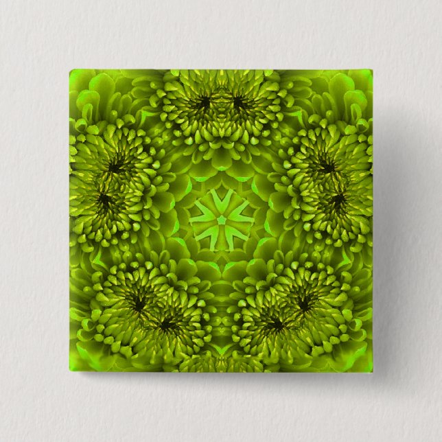 GREEN DAHLIA 2 INCH SQUARE BUTTON (Front)