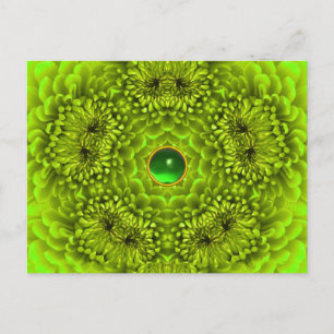 GREEN DAHLIA AND EMERALD GEMSTONE Floral Postcard
