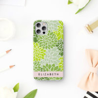 Green Dahlia Flowers, Floral Pattern, Your Name