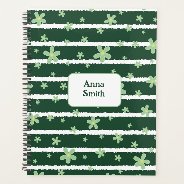 Green Daisies on Green_ Floral Pattern Script Planner (Front)