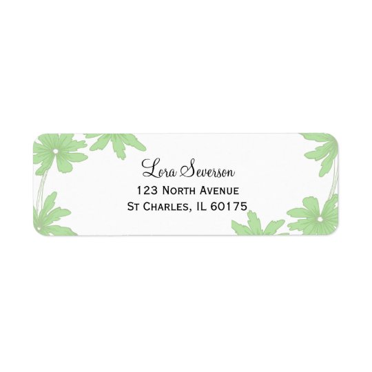 Green Daisies on White Return Address Label