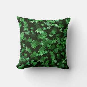Green Daisies Throw Pillow