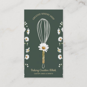 Green Daisy Bakery Rustic Whisk Floral Business Card