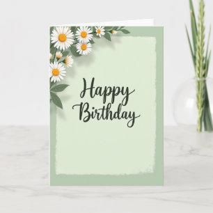 Green Daisy Birthday Card