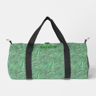 Green Daisy Flower Art Pattern Personalized Duffle Bag
