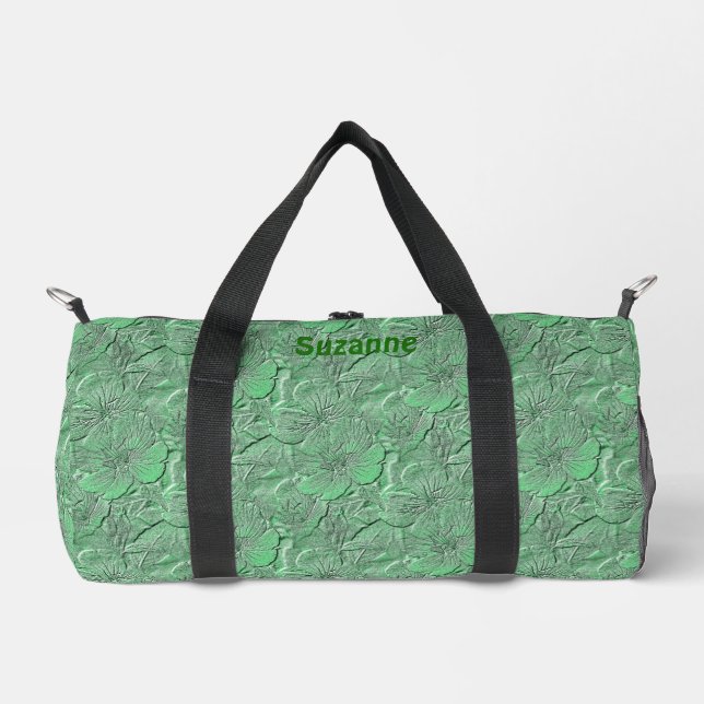 Green Daisy Flower Art Pattern Personalized Duffle Bag (Front)