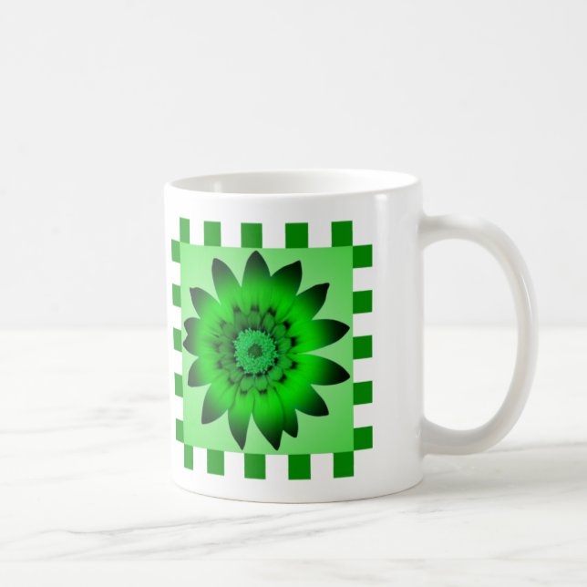 Green Daisy Flower, Pattern Stripes - Mug (Right)