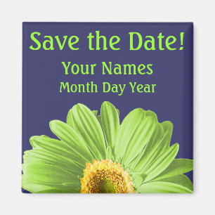 Green Daisy Flower Save The Date Custom Magnet