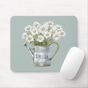 Green Daisy Flowers Mouse Pad