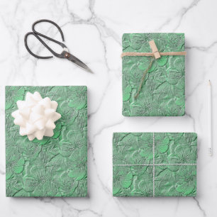 Green Daisy Flowers Nature Art Pattern   Wrapping Paper Sheet