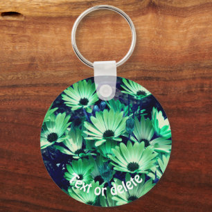 Green Daisy Flowers Personalized Keychain