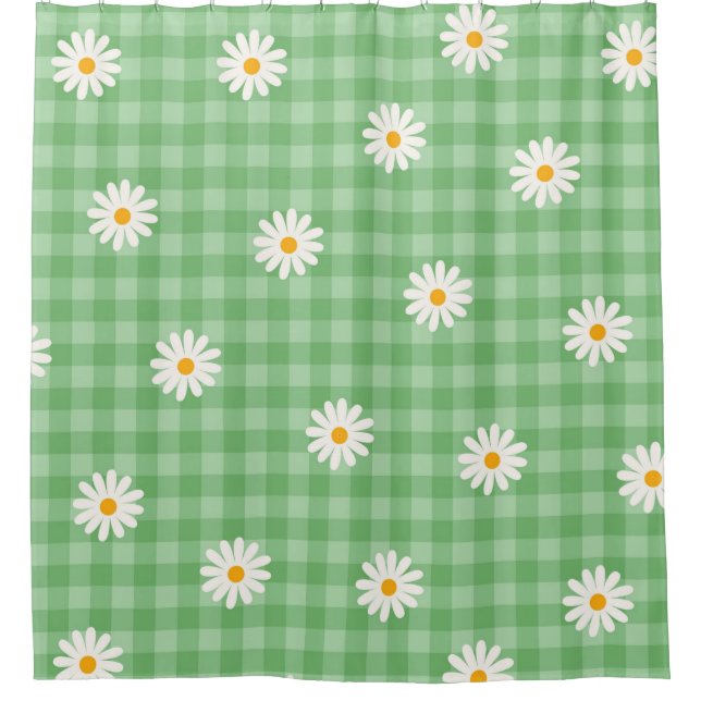 Green Daisy Plaid Gingham Check Flower Pattern (Front)