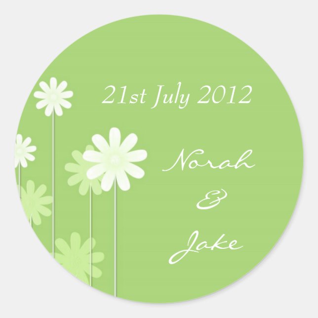 Green Daisy Wedding Envelope Seal (Front)