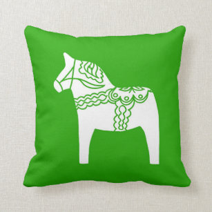 Green Dala Horse Throw Pillow